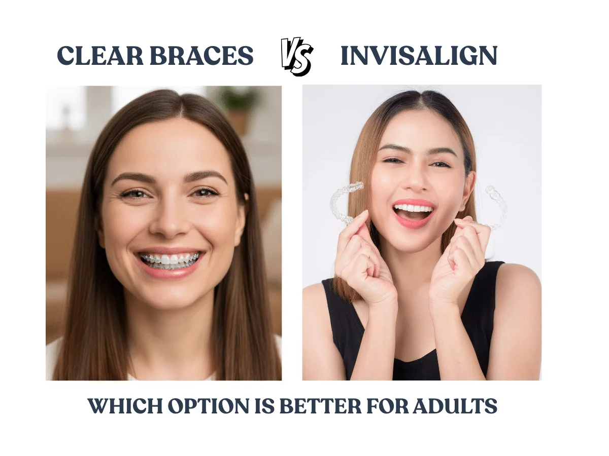 Clear Braces vs Invisalign for Adults